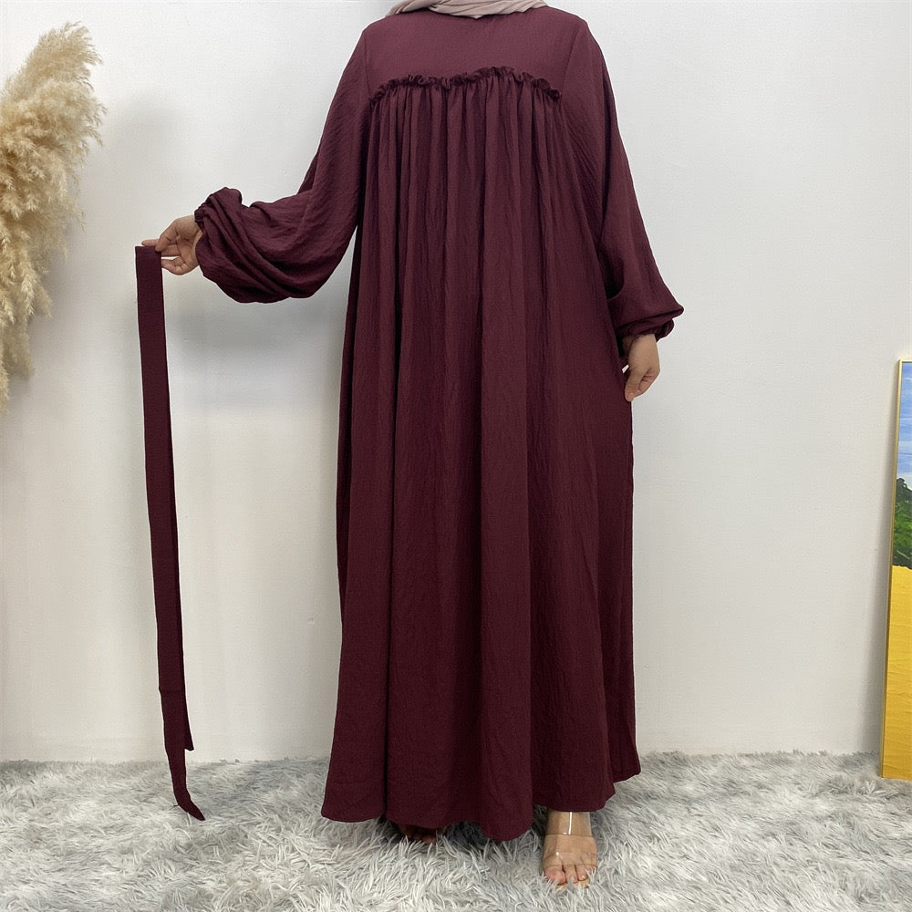 Loose sleeve long robe dress with side pockets