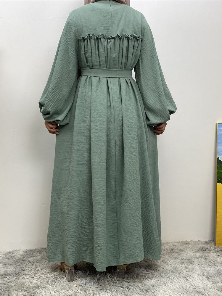 Loose sleeve long robe dress with side pockets