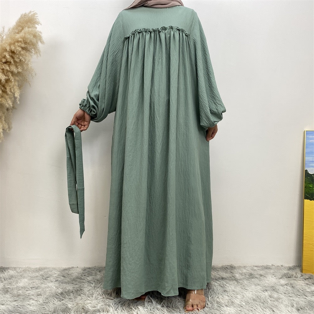 Loose sleeve long robe dress with side pockets