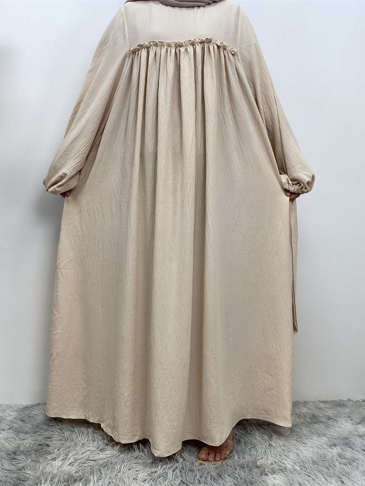 Loose sleeve long robe dress with side pockets